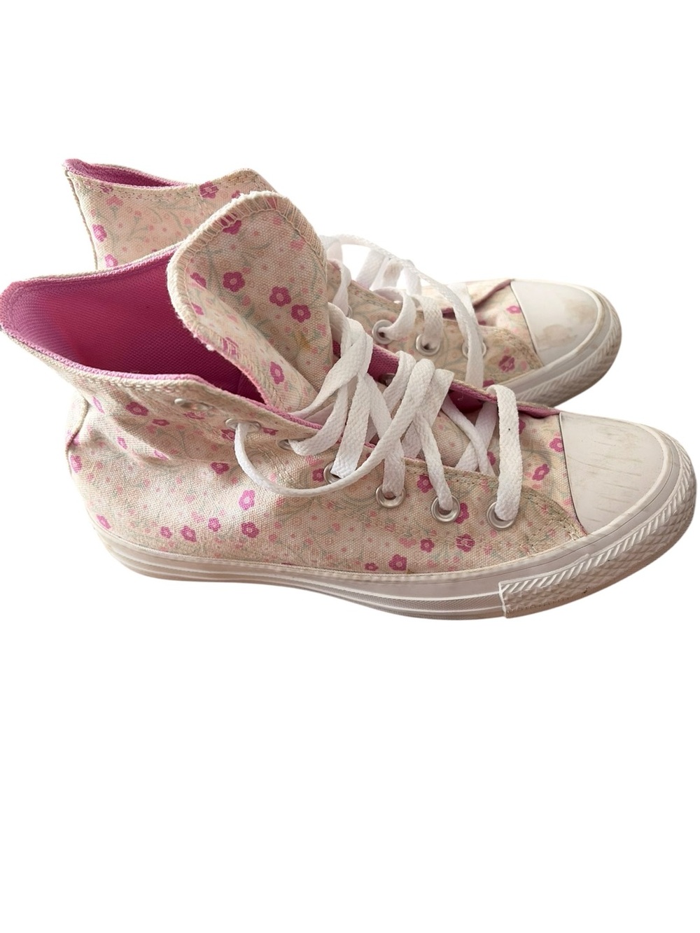 Converse Floral Pink High-Top Sneakers- LIKE NEW- WOMENS SIZE 6.5